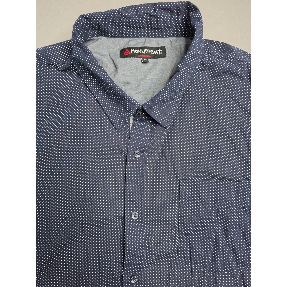 Monument Shirt Men's 4X Navy Blue Polka Dot 100% Cotton Button-Up Everyday Wear - Picture 2 of 7